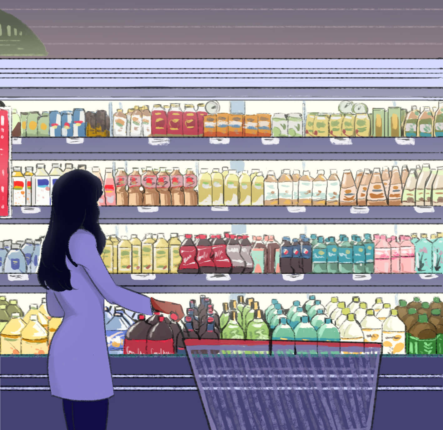 A Woman Is Standing In Front Of A Grocery Store