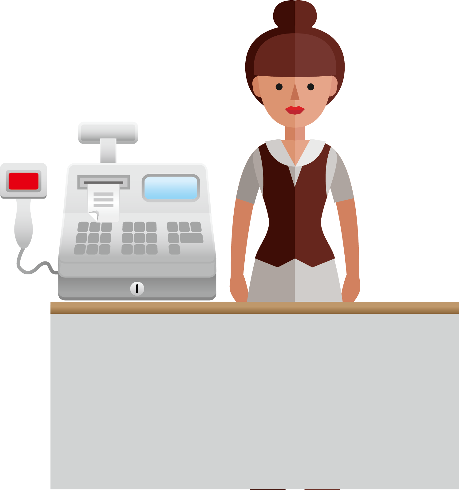 Supermarket Cashierat Checkout Counter PNG