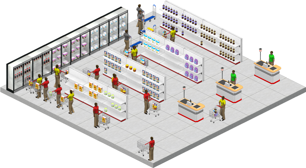 Supermarket Isometric View PNG