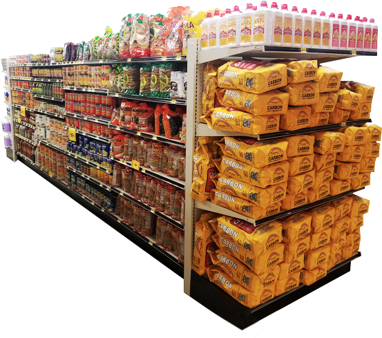 Supermarket Shelfwith Groceriesand Products PNG