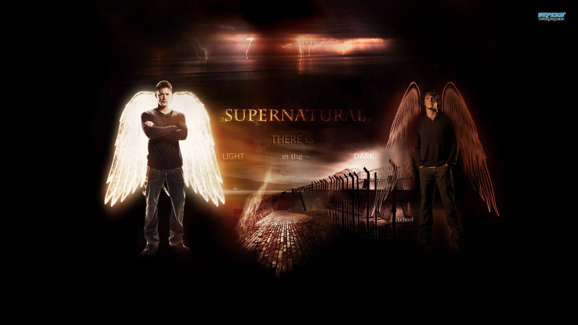 "Sam and Dean Winchester, battling the supernatural together" Wallpaper