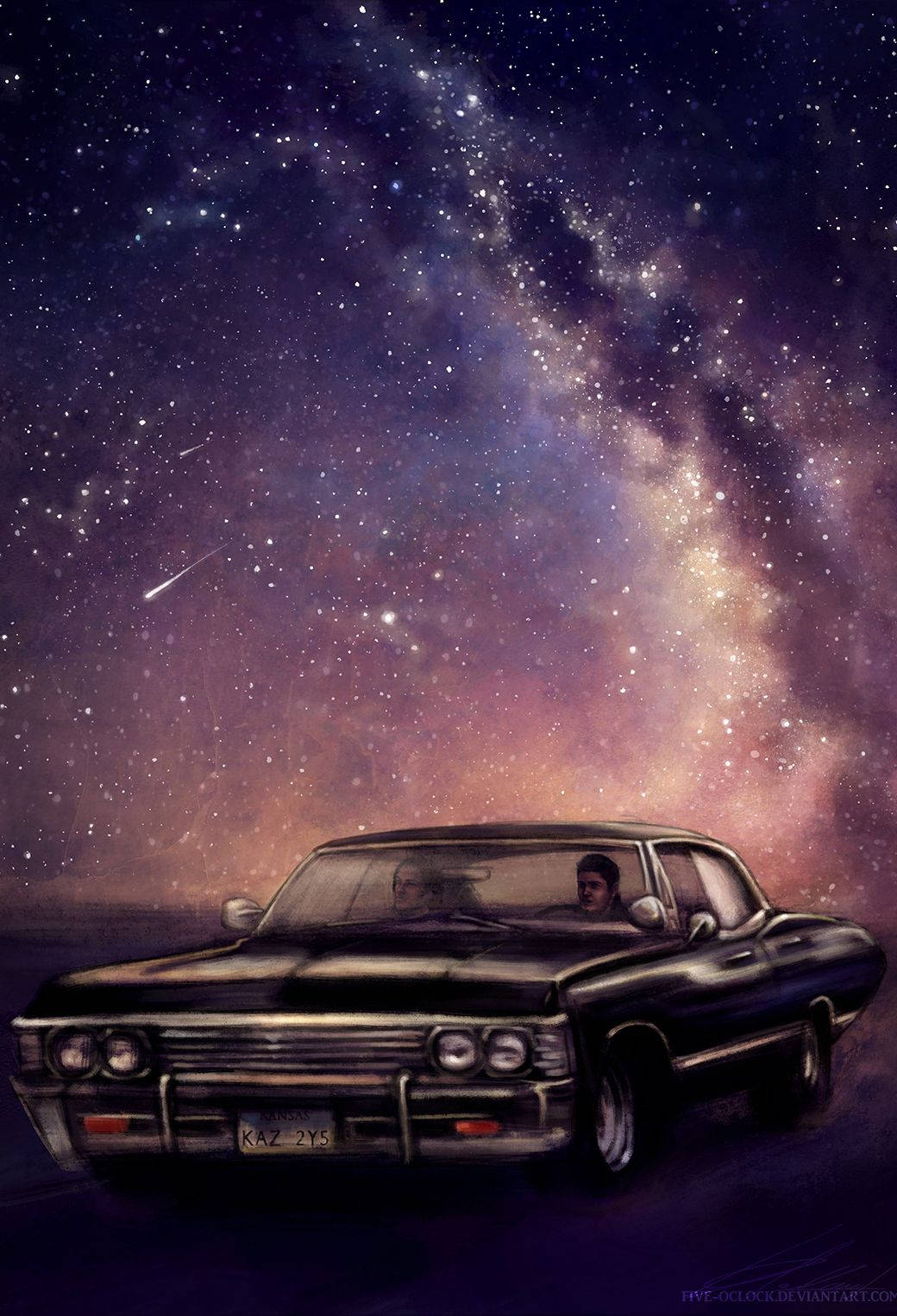 Sam og Dean under stjernerne Wallpaper