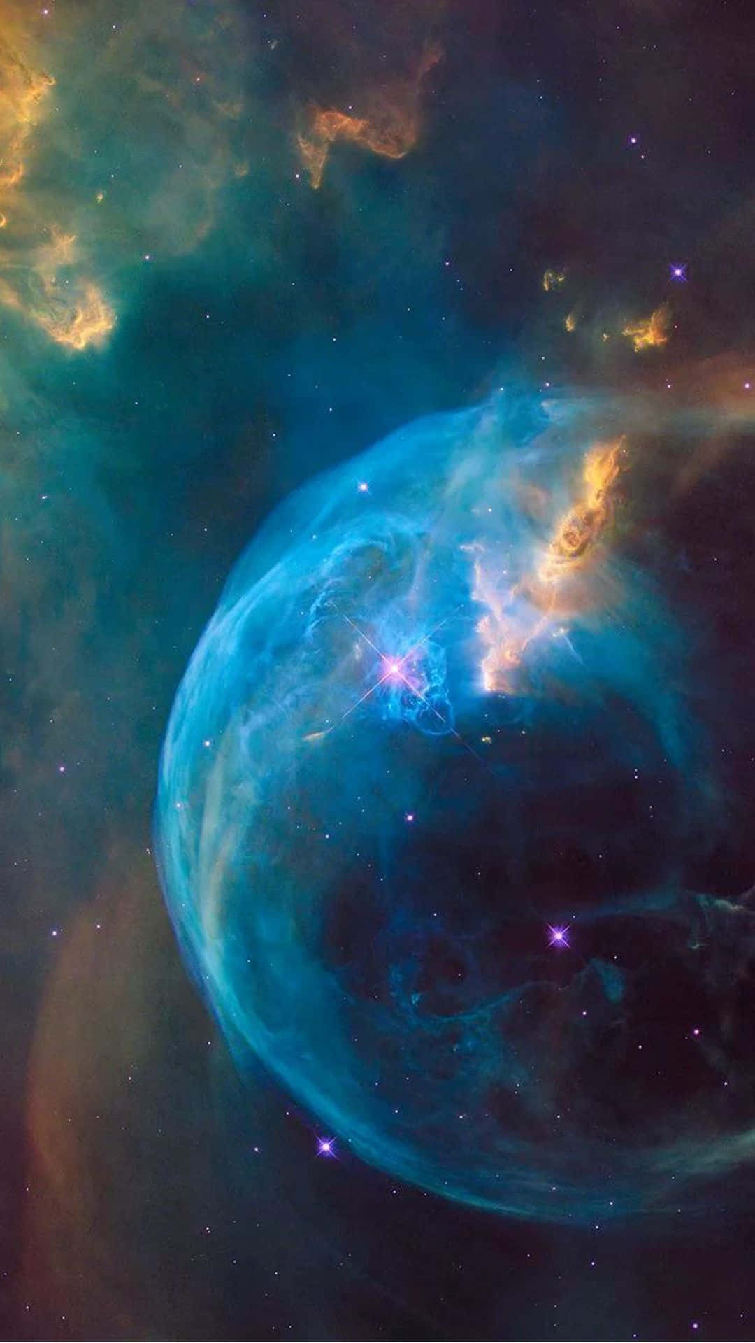 Enblå Nebulosa I Rymden