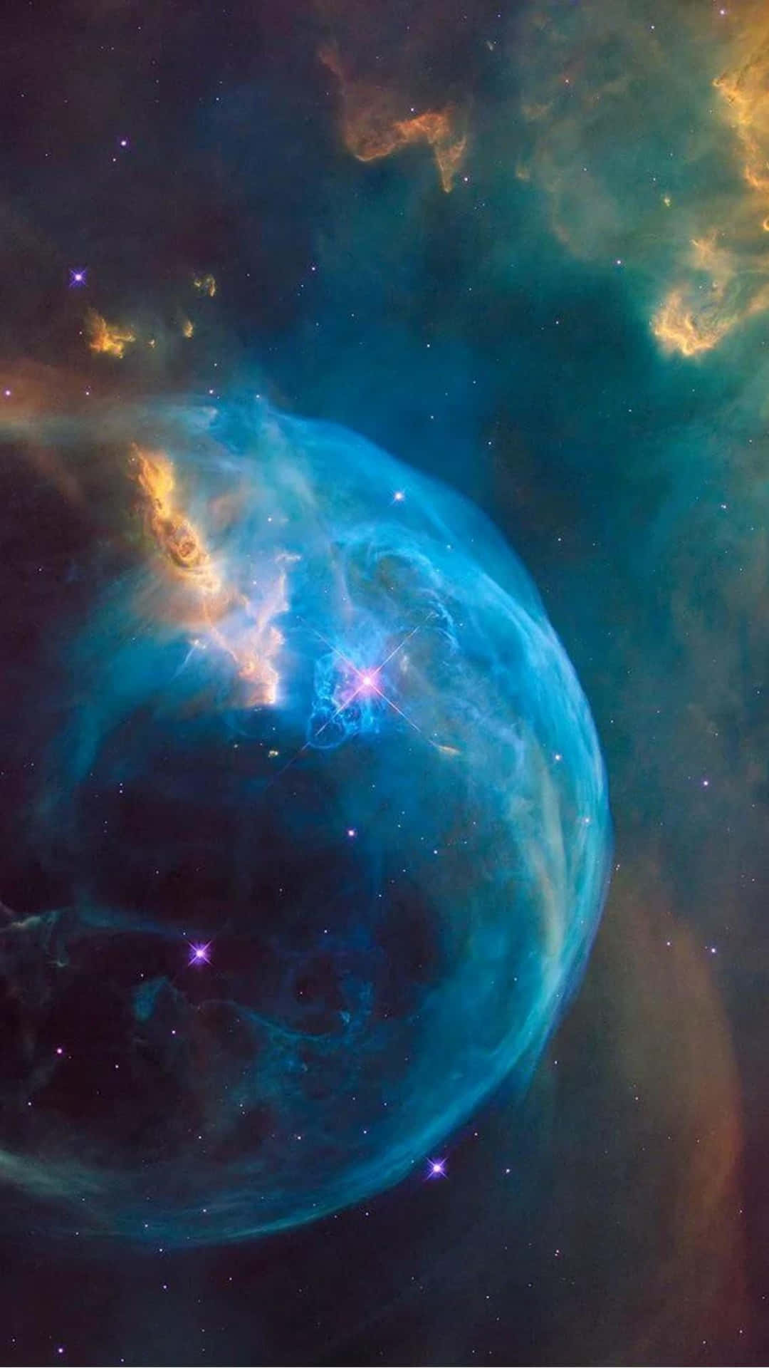 Enblå Nebulosa Med Stjärnor I Den