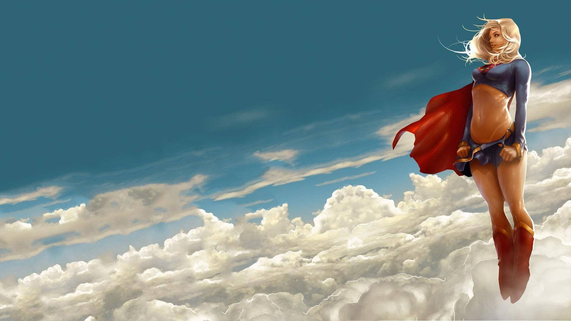 Superwoman Above The Clouds Wallpaper