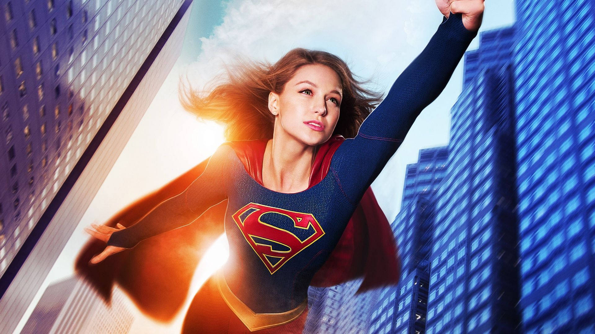 Superwoman With Buildings Wallpaper