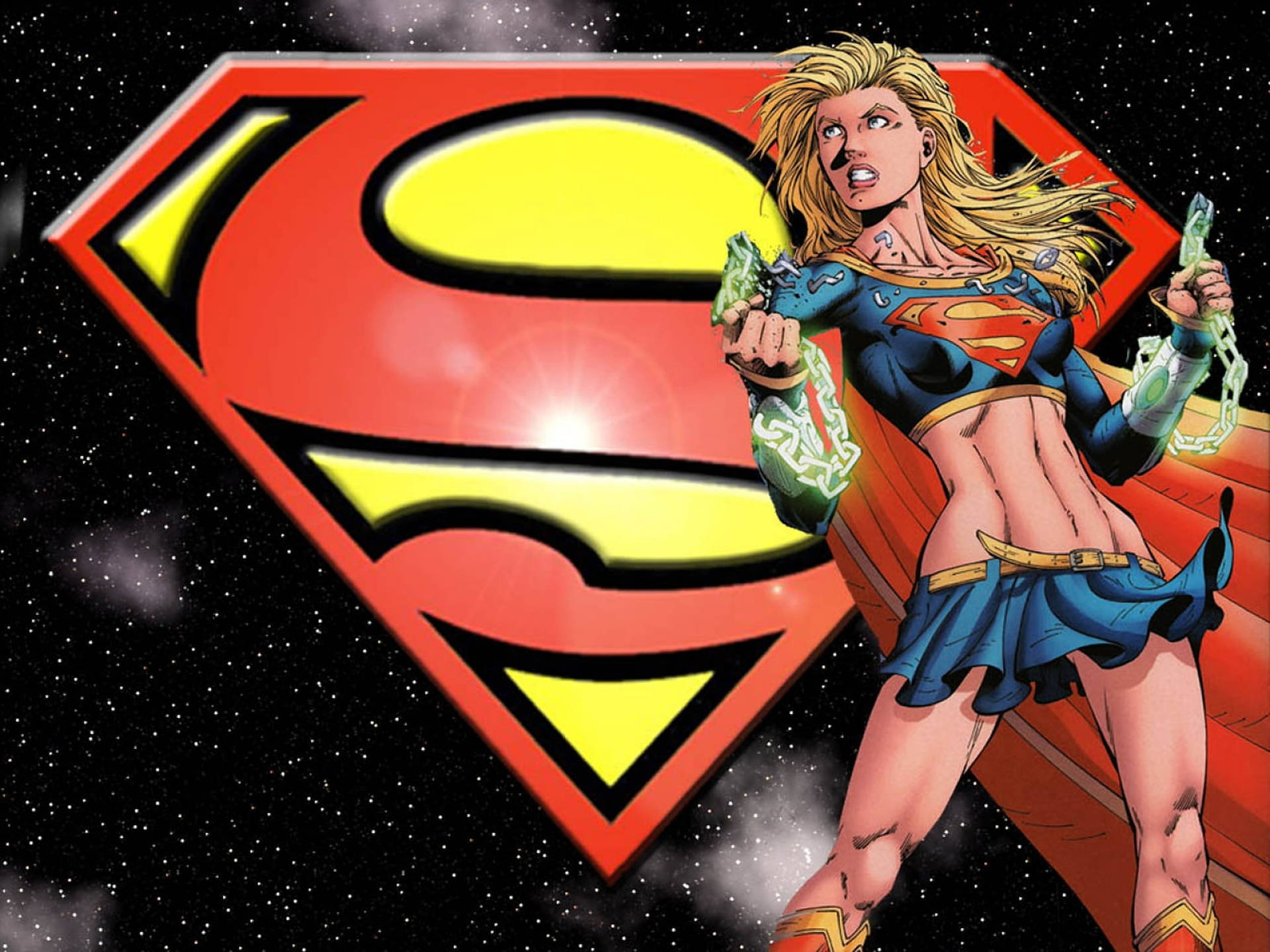 Superwoman With Glowing Chains Wallpaper
