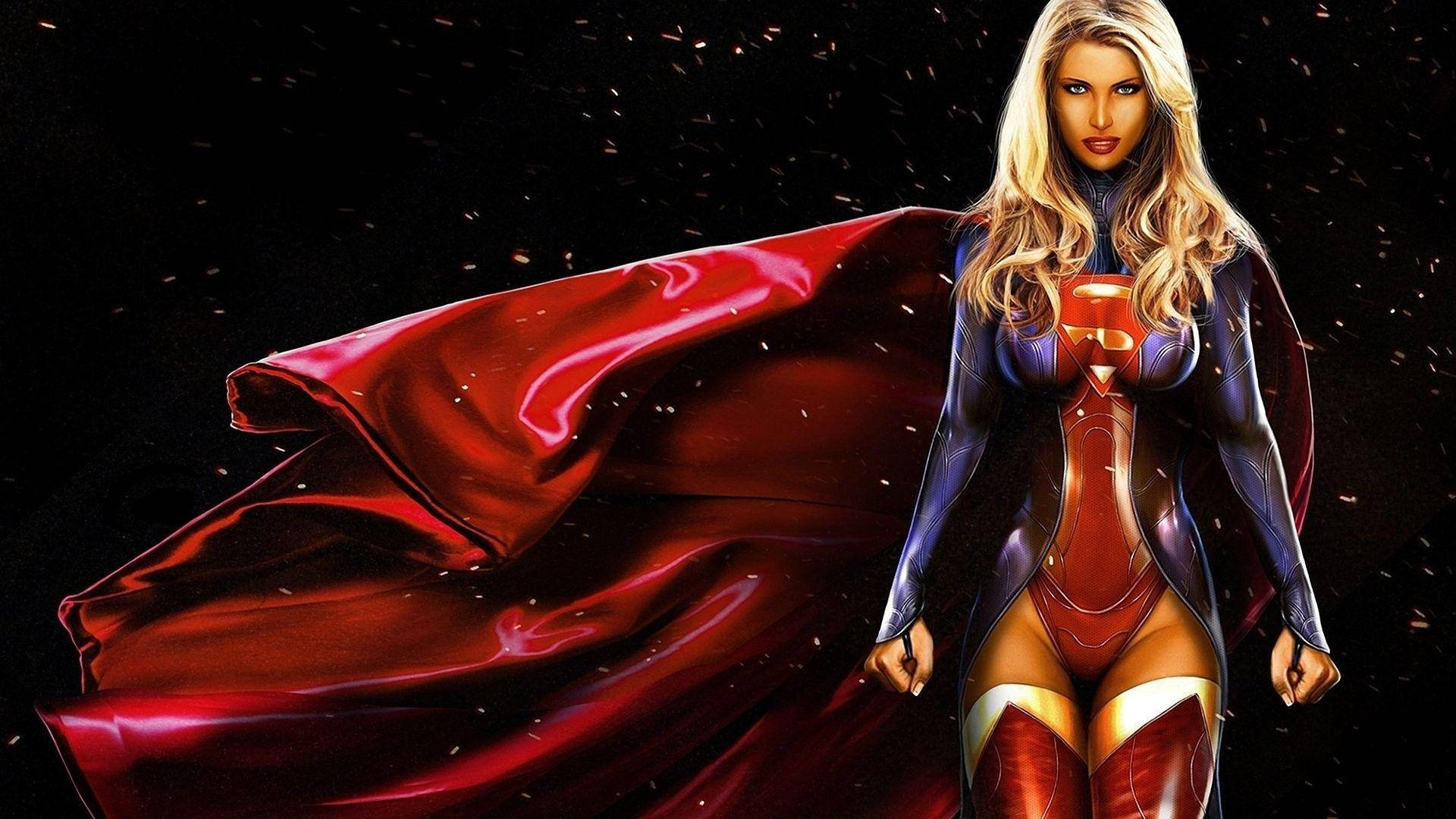 Superwoman With Red Cape Wallpaper