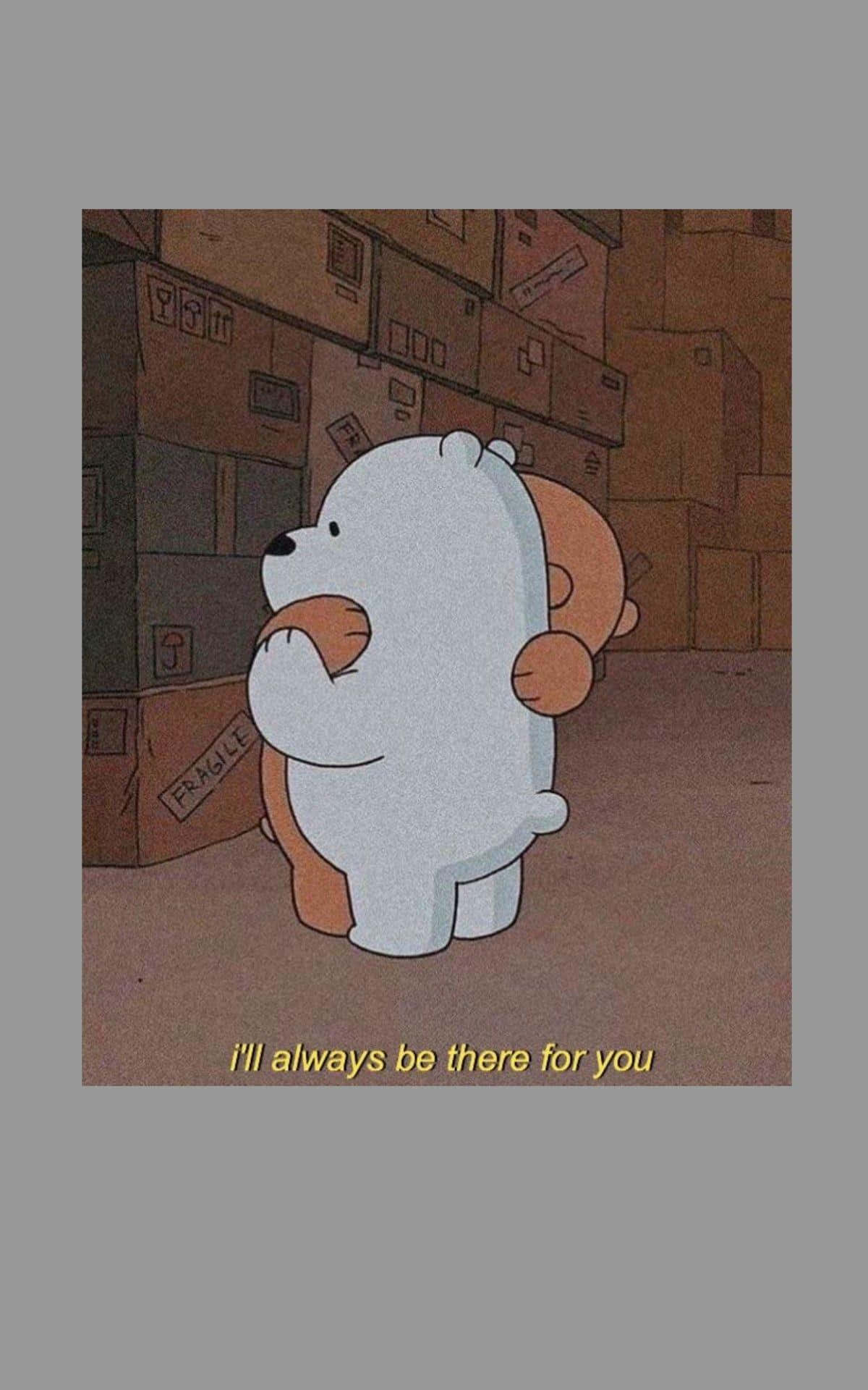 Supportive Cartoon Bear Quote Wallpaper
