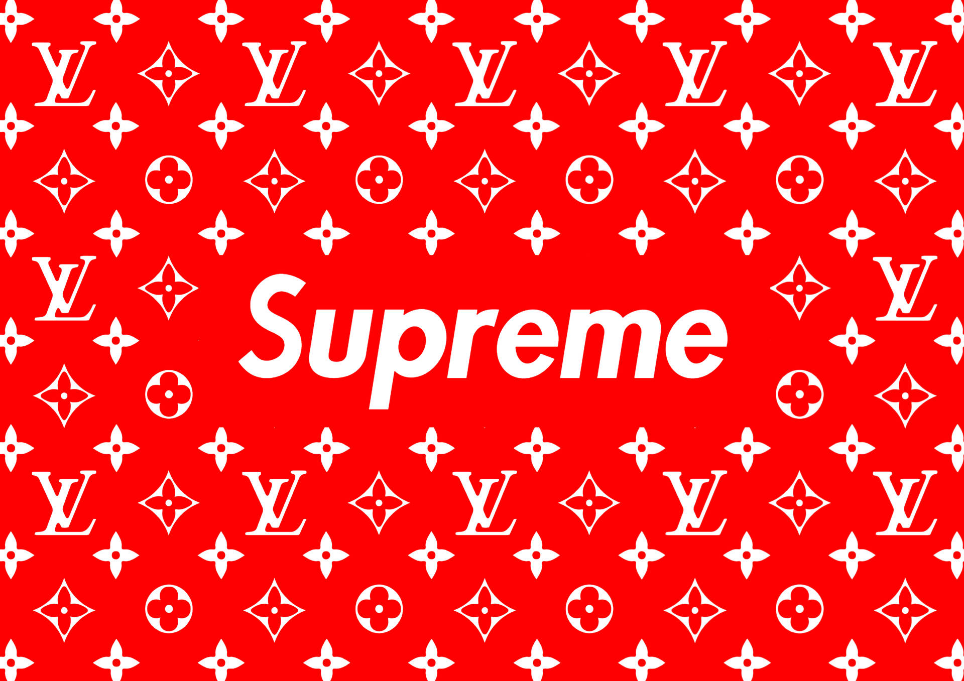 Supreme And Louis Vuitton Logo Cover Background