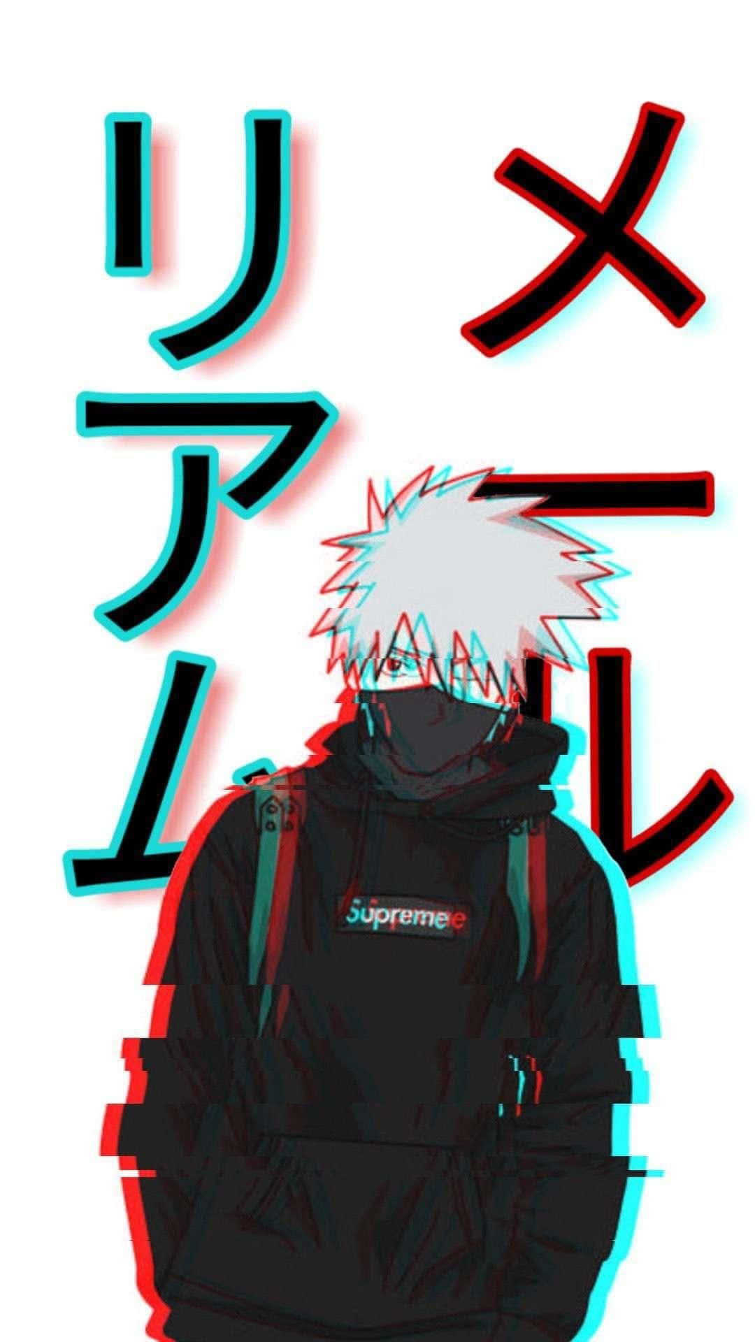 Supreme Anime Personage Glitch Kunst Achtergrond