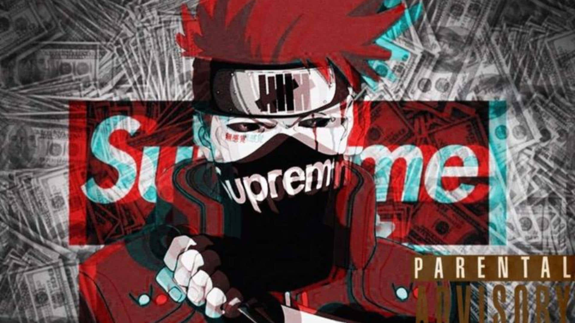 Supreme Anime Personage Met Geld Achtergrond Achtergrond