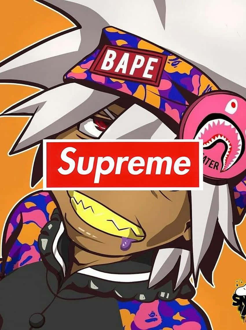 Supreme Anime Characterwith Branded Headband Wallpaper