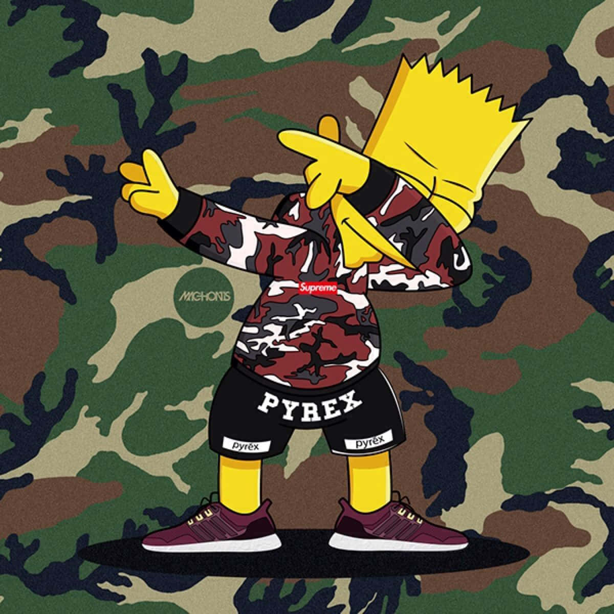 Supreme Bart Simpson Camouflage Wallpaper