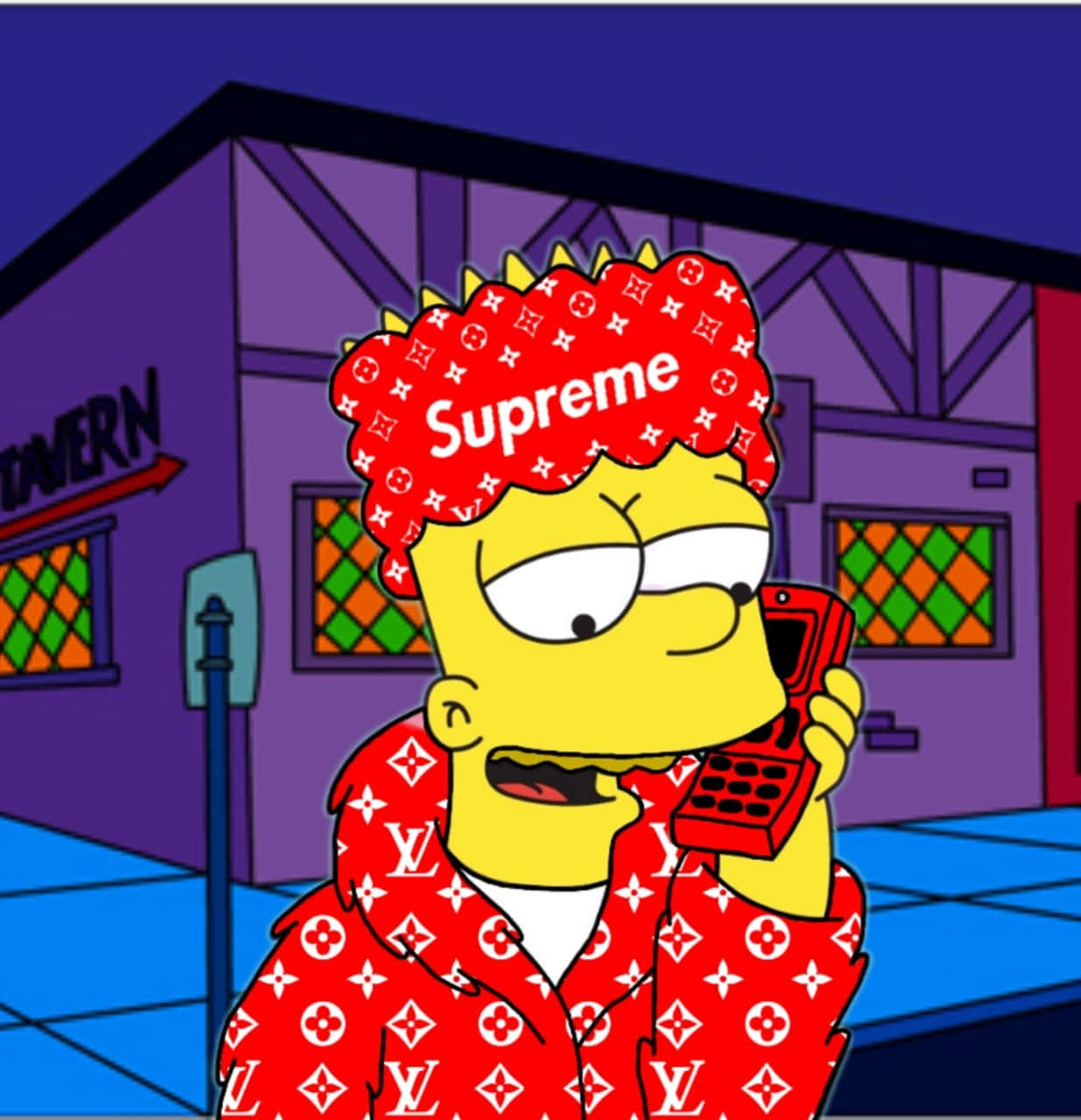 Download Supreme Bart Simpson flexes his style and swagger Wallpaper ...