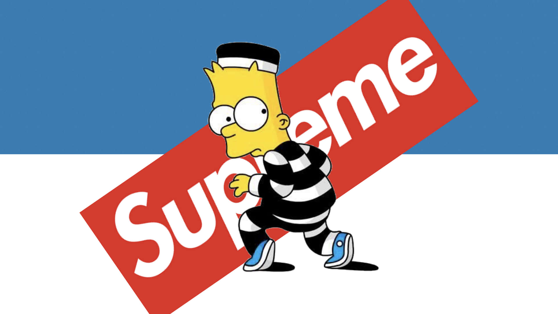 Standing Out From the Crowd in His Supreme Bart Simpson Attire Wallpaper