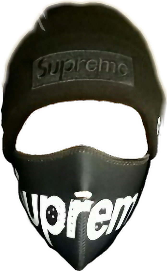 Supreme Branded Black Face Mask PNG