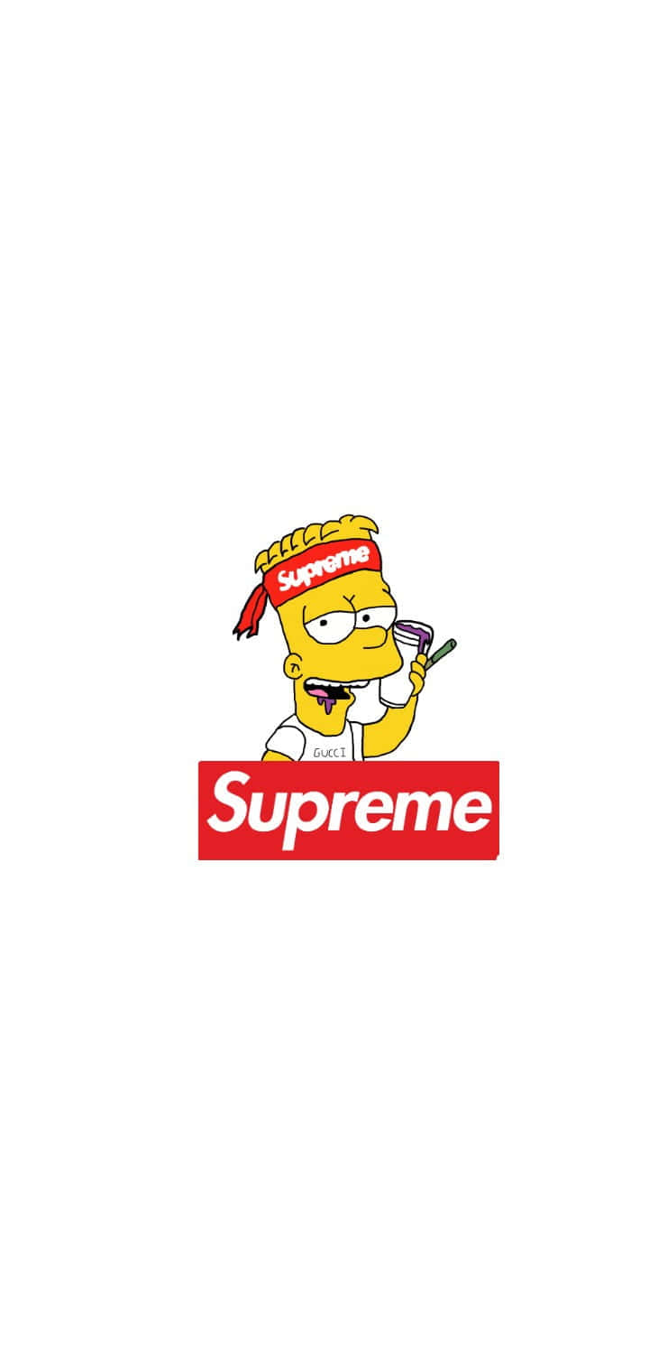 Download Supreme Logo With A Cartoon Character Wallpaper