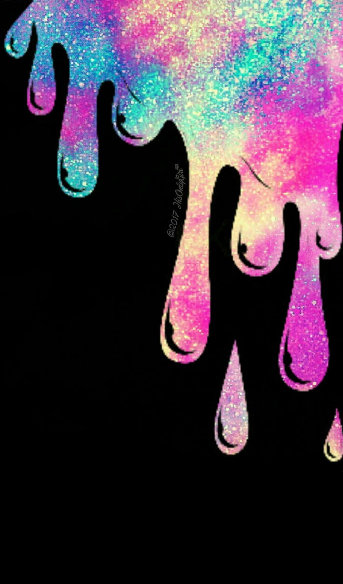 A Colorful Drip Of Paint On A Black Background Wallpaper