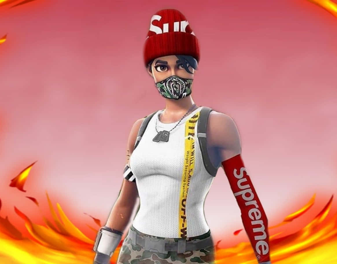Fortnite - A Woman Wearing A Mask And A Hat Wallpaper