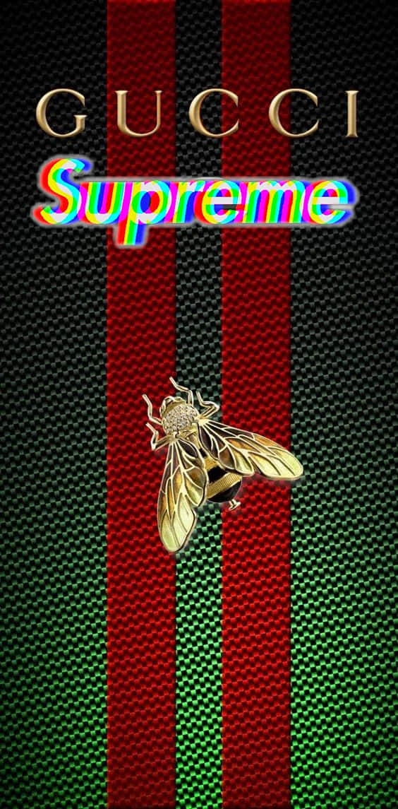 Gucci Supreme With A Golden Bee Wallpaper