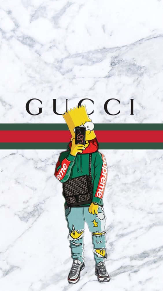 Download Floral Gucci And Supreme Logo Wallpaper