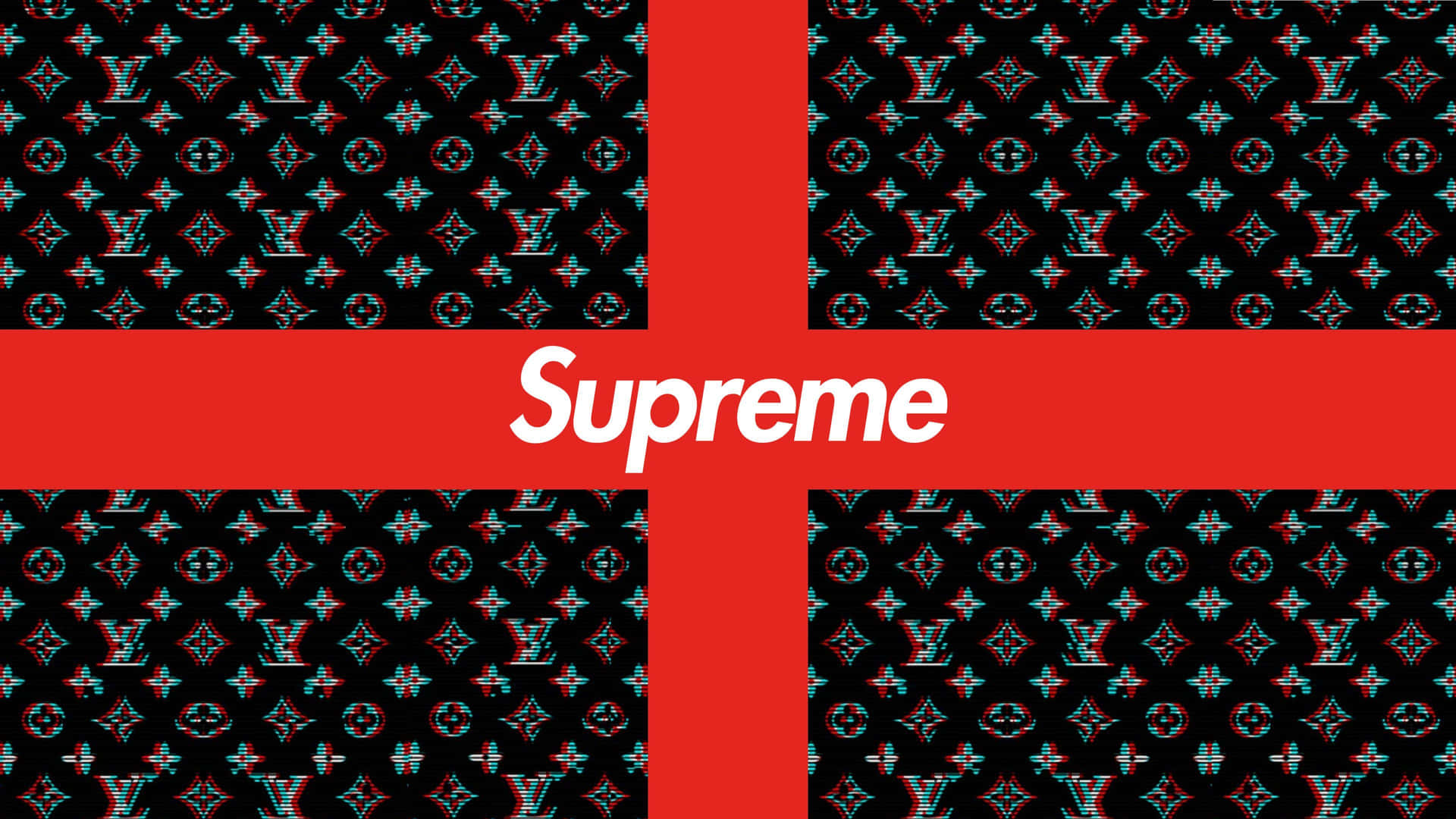 A classic Supreme Logo in the center of a vibrant red background Wallpaper