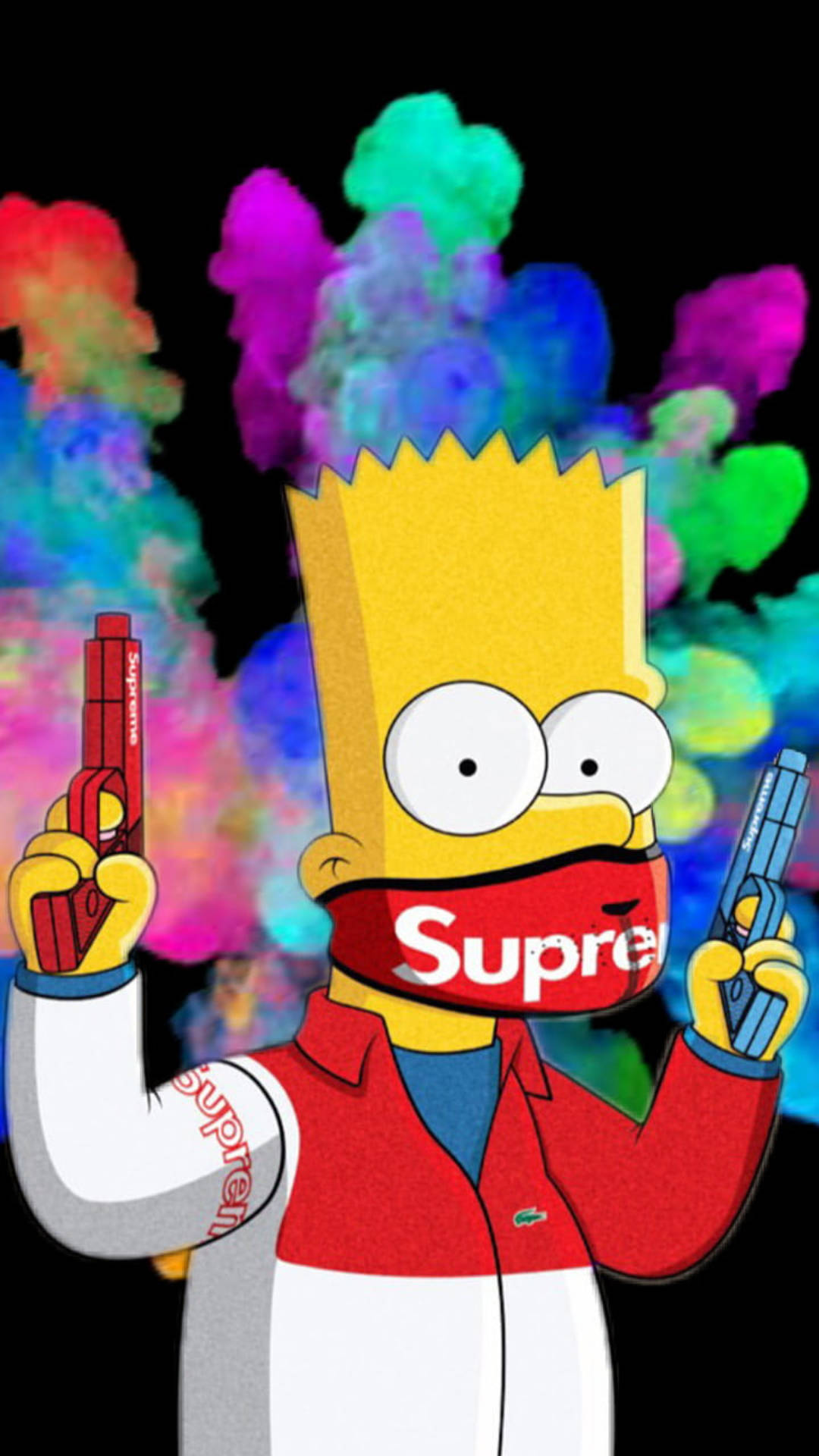 Supreme Mask Bart Simpson Gangster Cartoon Wallpaper