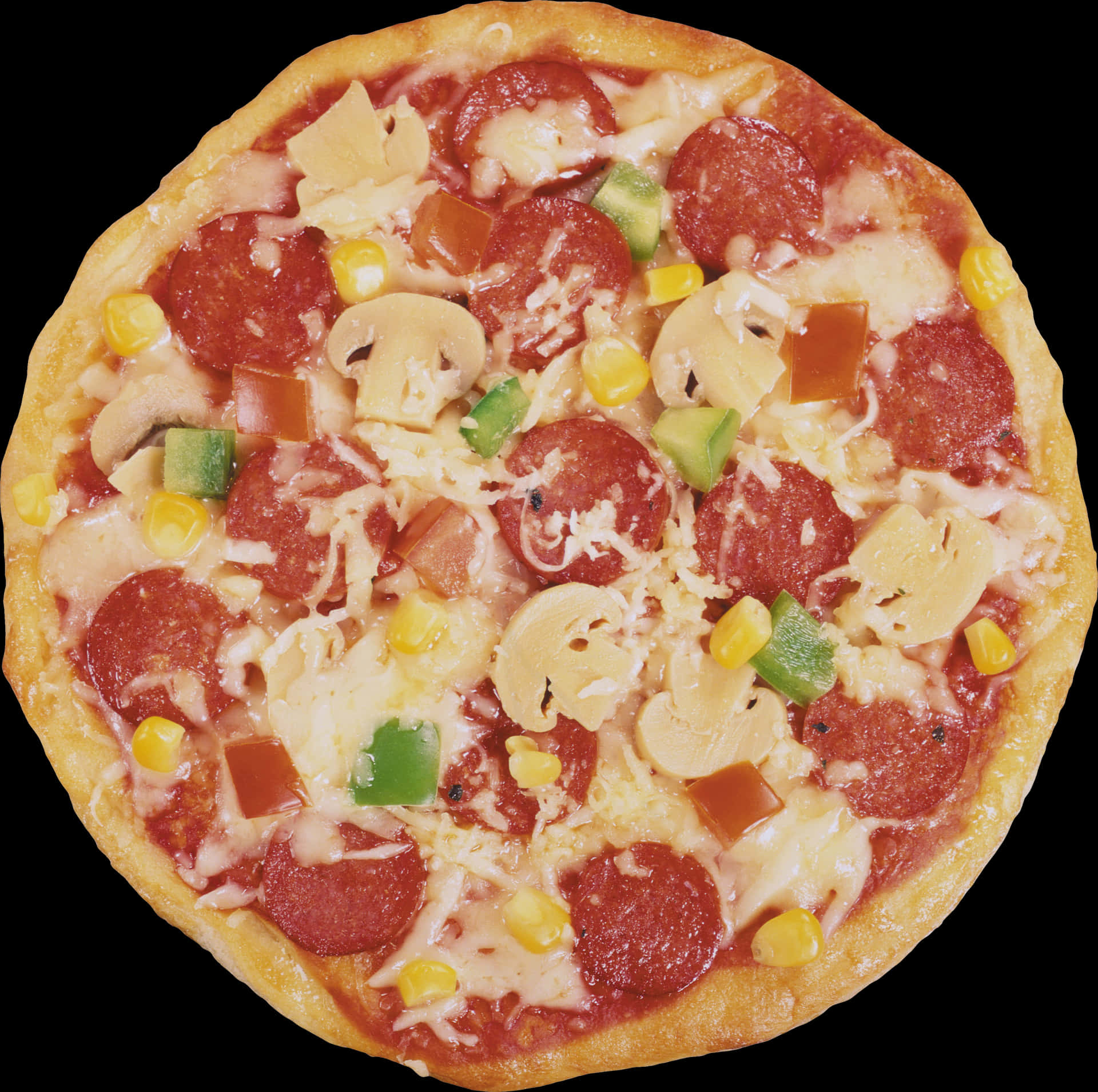 Supreme Pepperoni Mushroom Veggie Pizza PNG