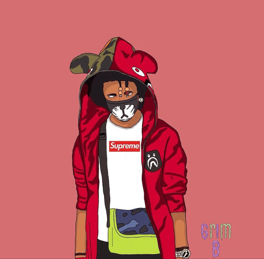 Supreme Red Dope Cartoon Background