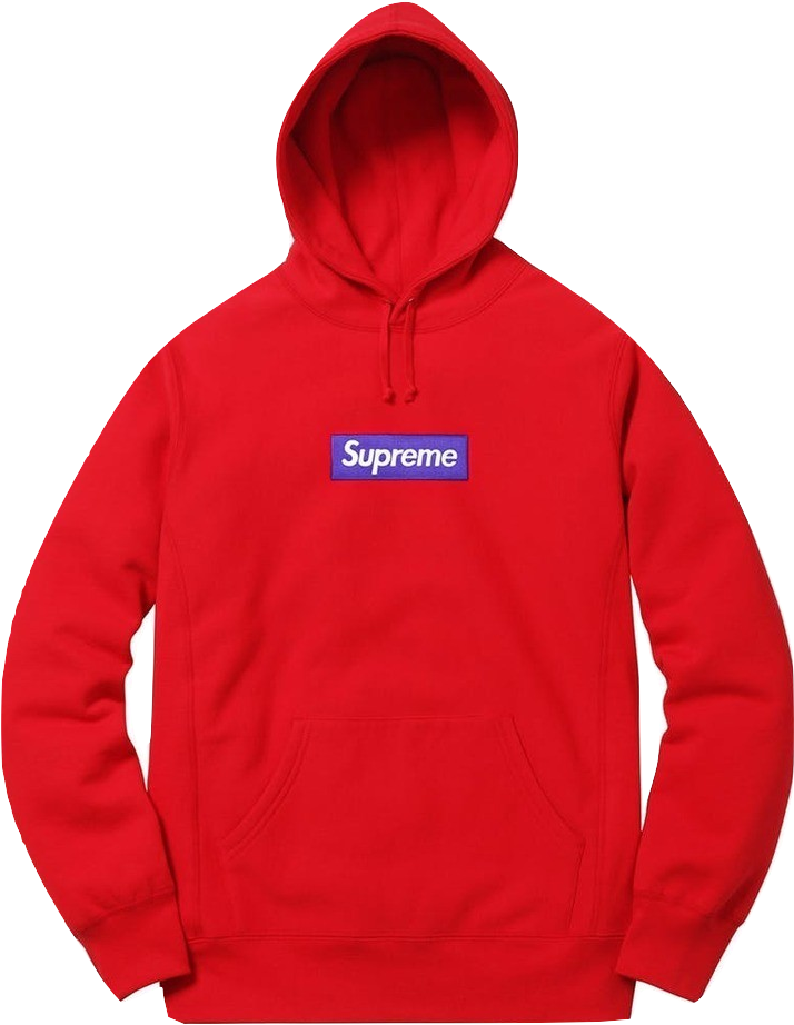 Supreme Red Hoodiewith Logo Patch PNG