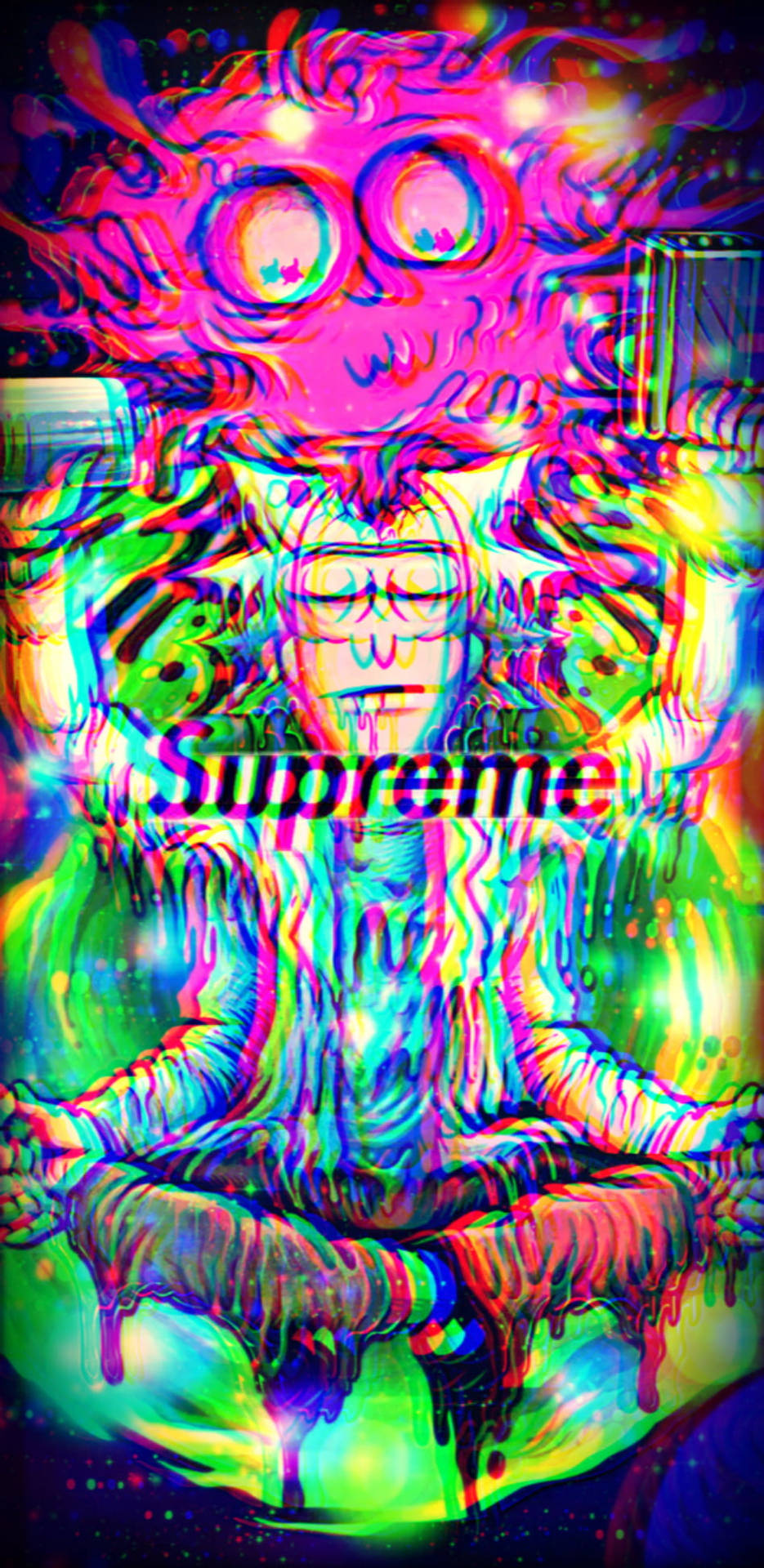Supreme Rick And Morty Trippy Background Wallpaper