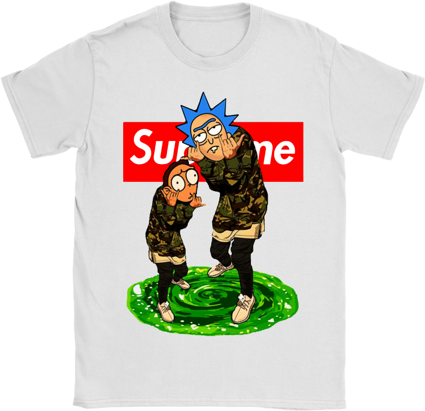 Supreme Rickand Morty T Shirt Design PNG