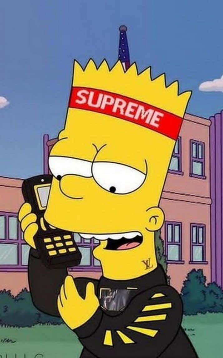 Supreme Bart Simpson Calling Wallpaper