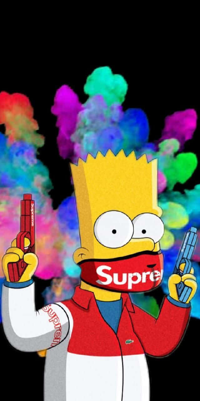 The Simpsons With A Gun In His Hand Wallpaper
