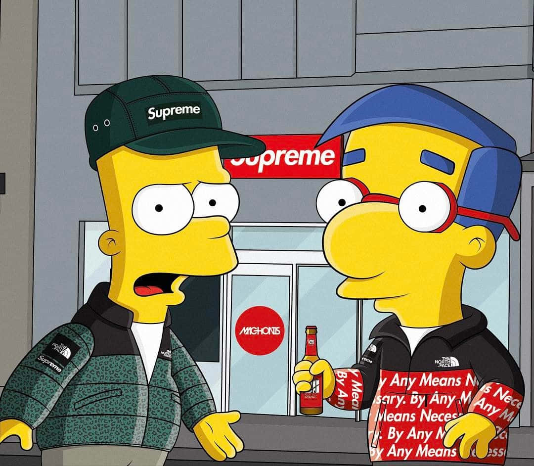 Download The Stylish Bart Simpson in Supreme Style Drip Art Wallpaper, Wallpapers.com in 2023