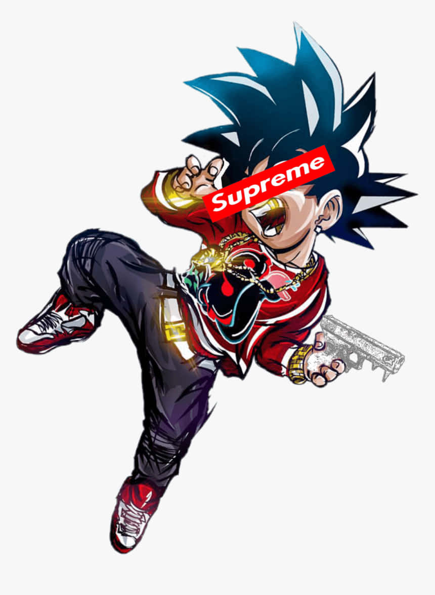 A Cartoon Character With The Word Supreme On His Face Wallpaper