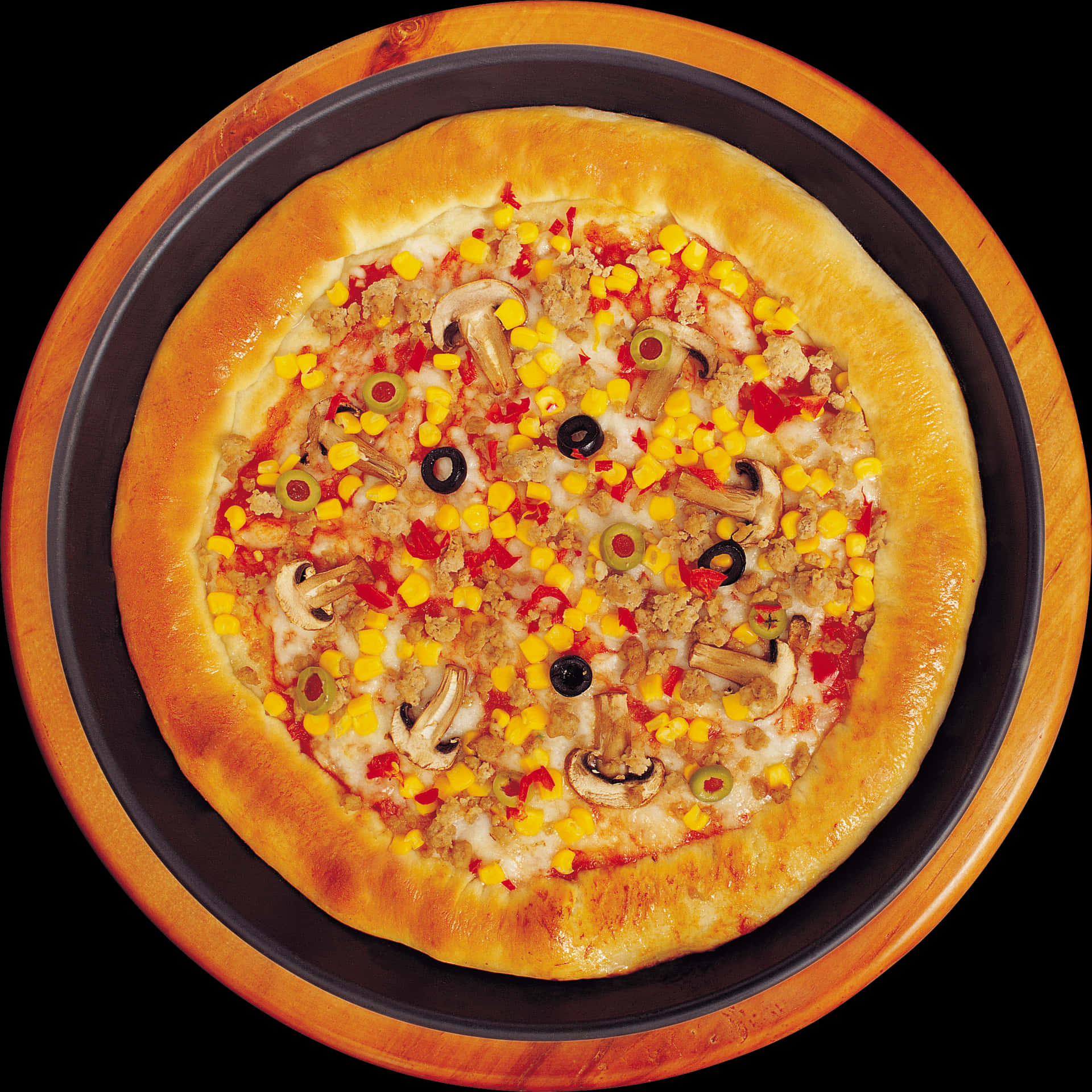 Supreme Vegetable Pizza Top View PNG