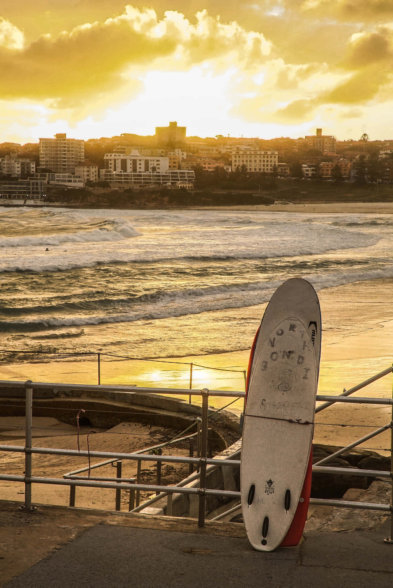 Surfboard Sunset Sky Wallpaper