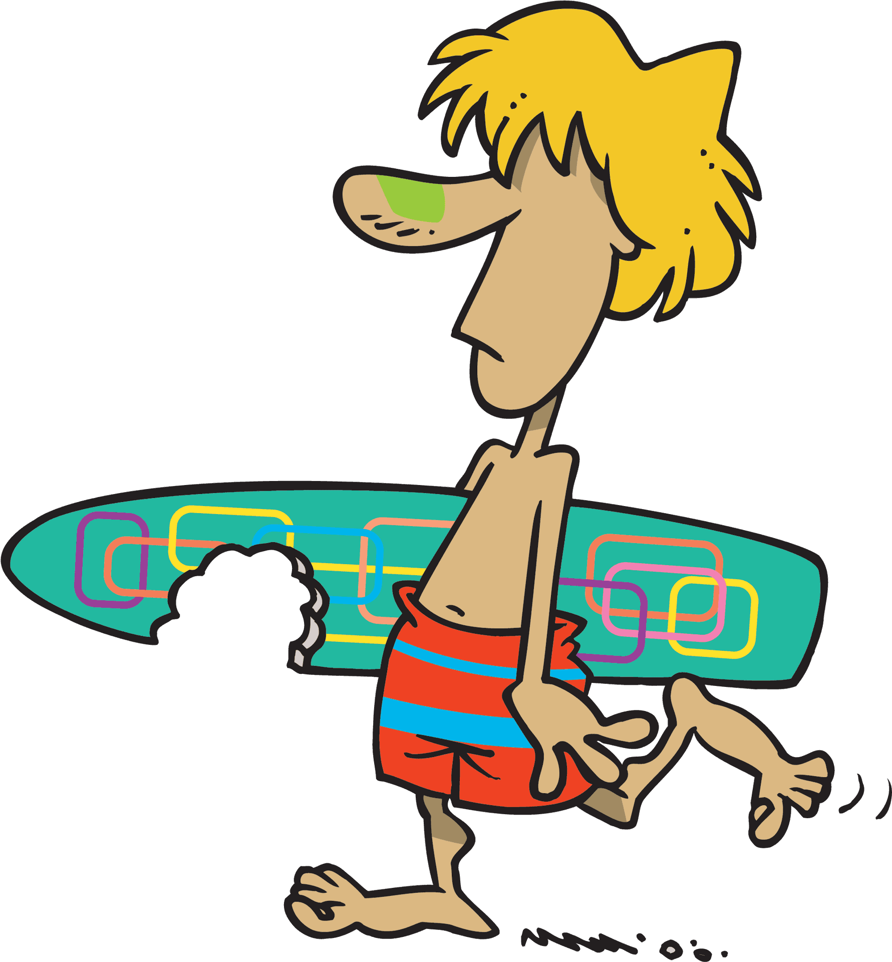 Surfer Dude Cartoon Illustration PNG