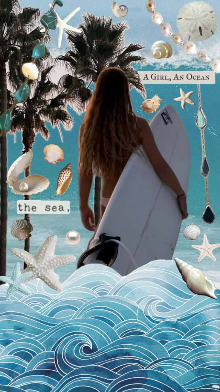Surfer Girl Coconut Aesthetic.jpg Wallpaper