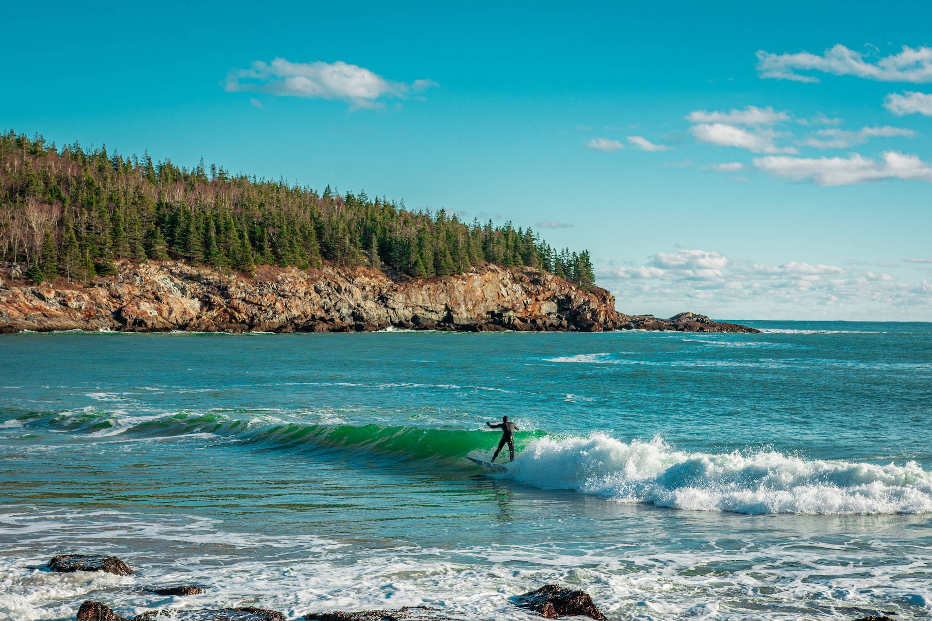 Surfing At Acadia National Park Wallpaper