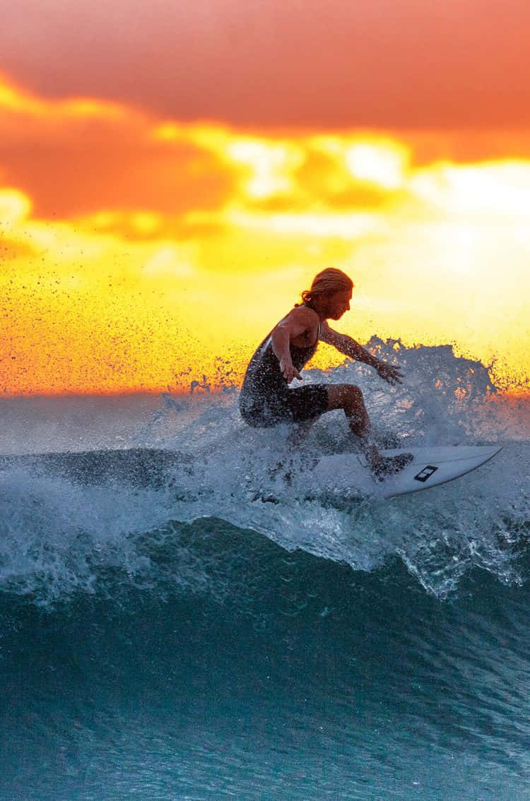 "Catching the Perfect Wave - Surfing on Your Iphone" Wallpaper