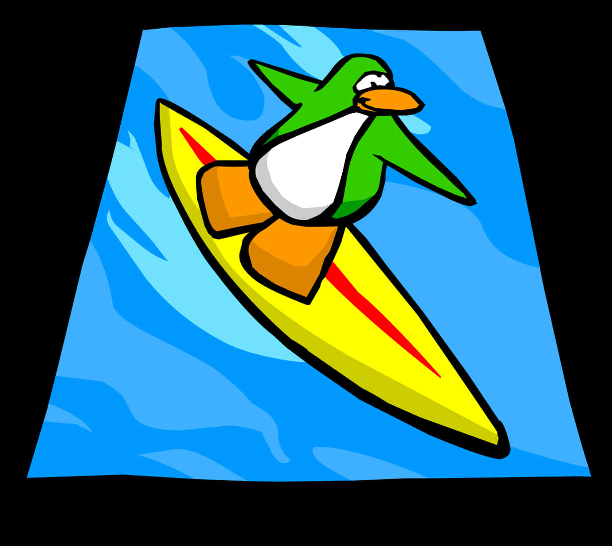 Surfing Penguin Cartoon PNG