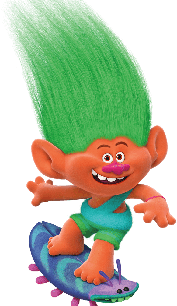 Surfing Troll Character PNG