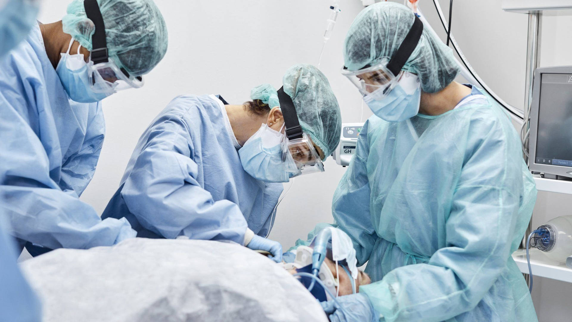 Squadradi Chirurghi In Sala Operatoria Di Terapia Intensiva. Sfondo