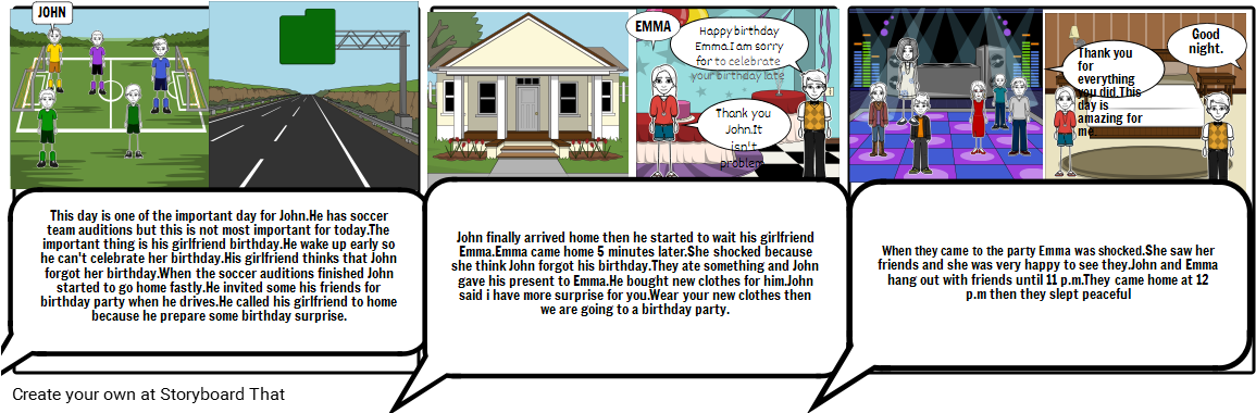 Surprise Birthday Comic Storyboard PNG