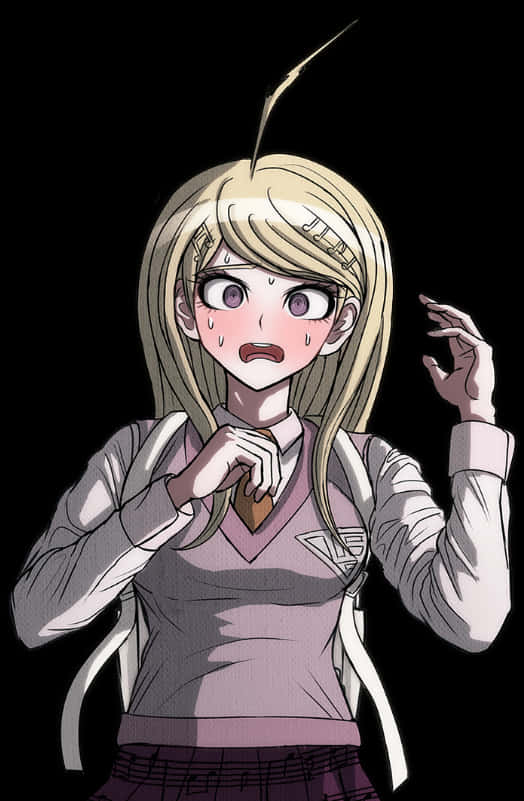 Surprised Anime Girl With Blush PNG