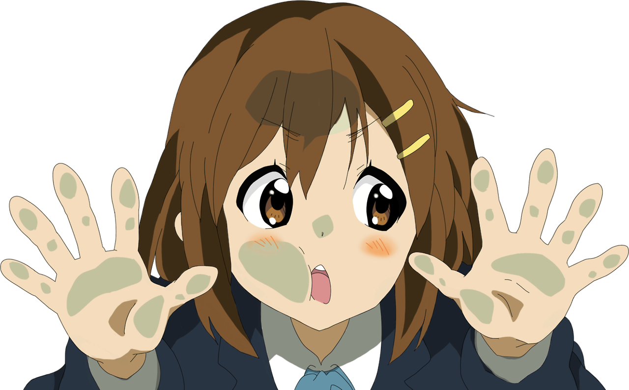 Surprised Anime Girl With Painton Hands PNG