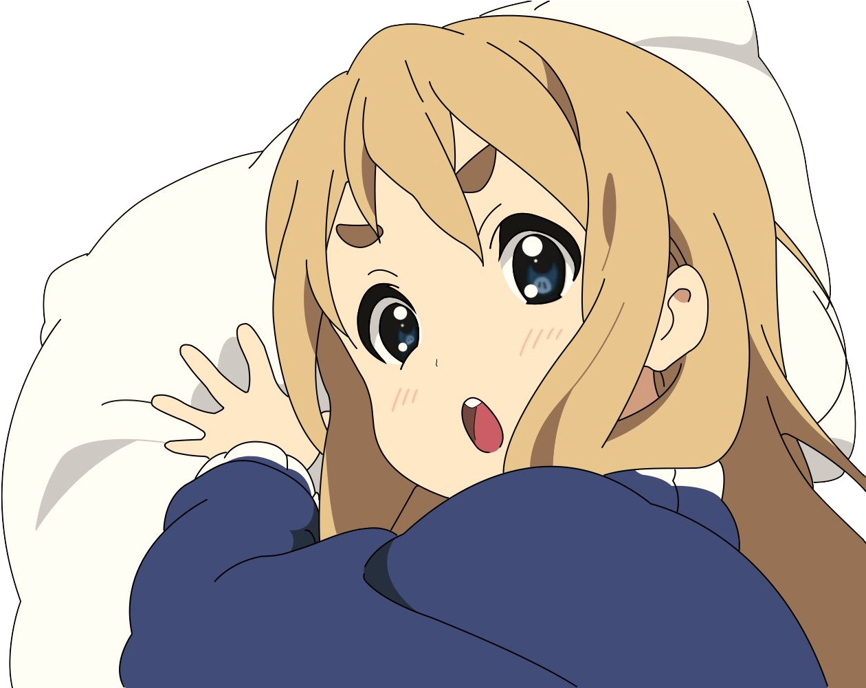 Surprised Anime Girl With Pillow PNG